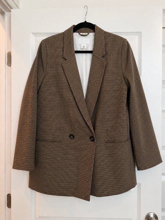 H&M Jackets & Blazers - H&M Oversized Check Blazer | Brown Plaid | Size Small
